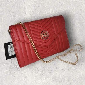 Badgley Mischka - V Quilted Crossbody Envelope Purse - Red - NWT